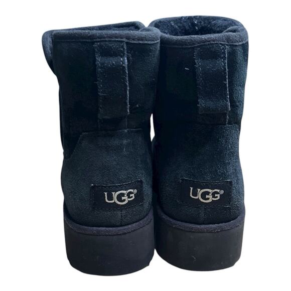 Ugg Kristin Wedge Short Boots Winter Shearling Black Suede Women’s Designer US 6 - Picture 3 of 9